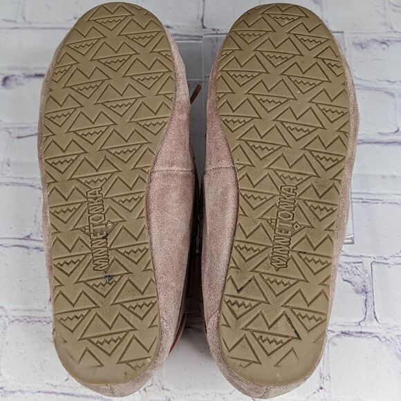 Minnetonka Rose Pink Suede Faux Fur Slipper - Picture 7 of 9